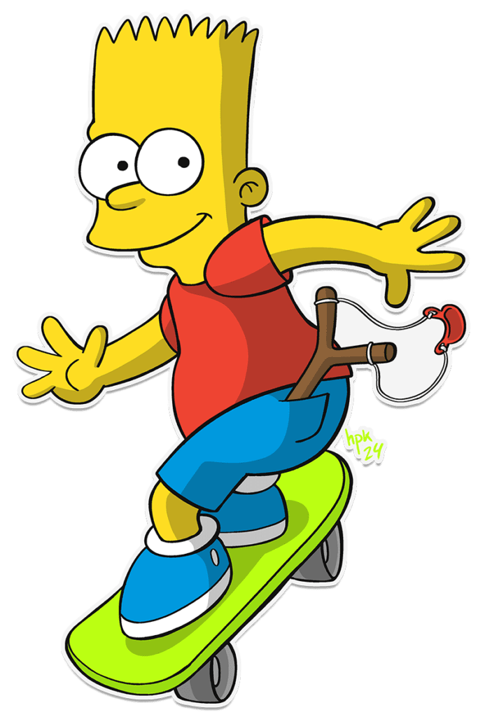 Drawing of Bart Simpson in a sticker style.