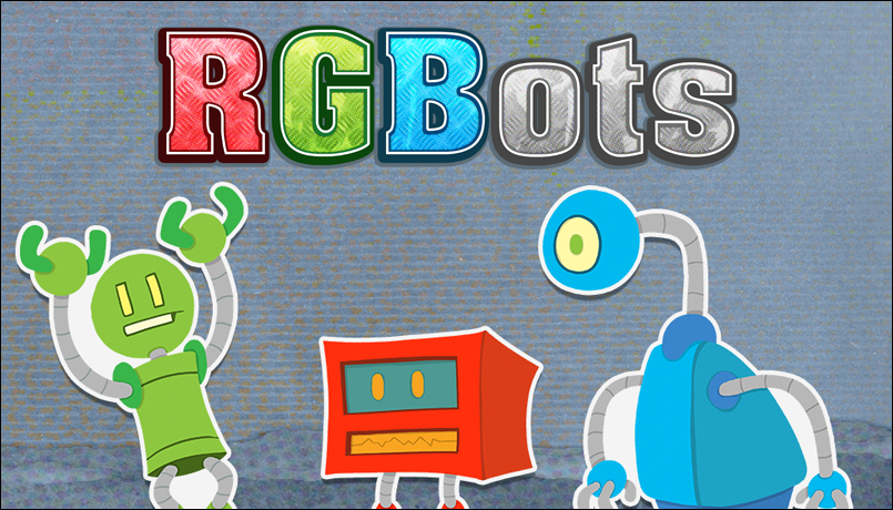 RGBots character banner featuring the robots Red, Green, and Blue.