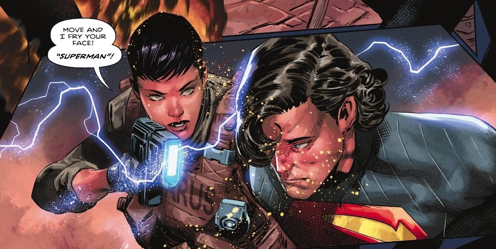 Lois Lane has Superman at gun point in Absolute Superman #1