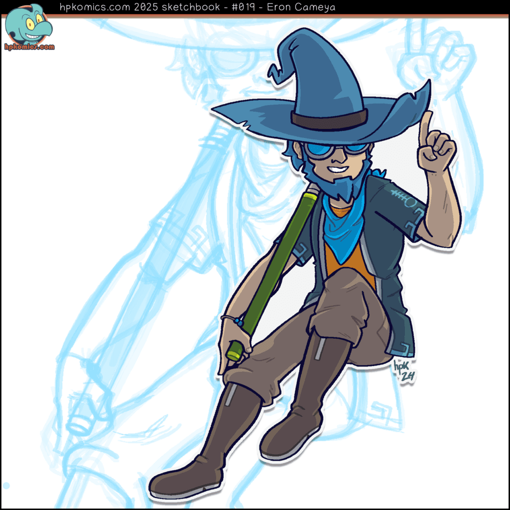 hpkomic sketchbook drawing of Eron Cameya, Worldwalker