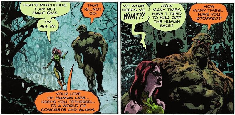 Poison Ivy and Swamp Thing tackle issues of hybridity in the most important conversation in the story.