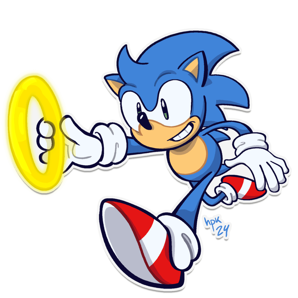 Sonic the Hedgehog drawing, sticker-style