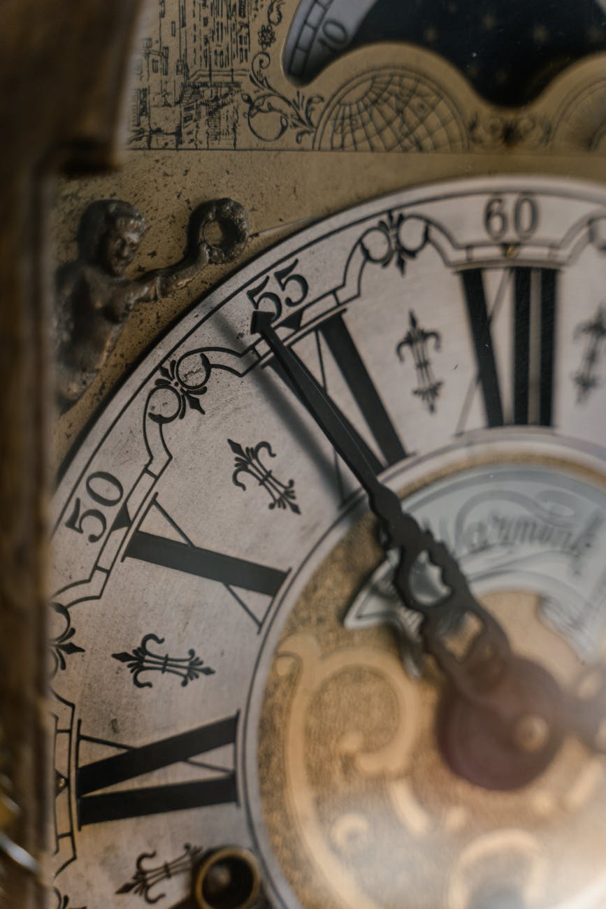 close up photo of a vintage analog clock