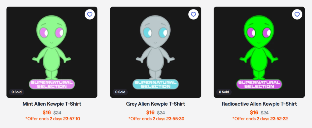 Alien shirt and sticker designs.