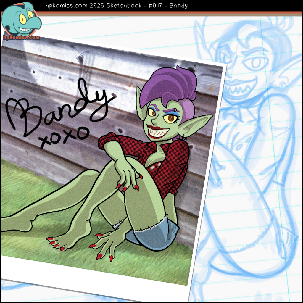 Sketchbook example of the commission of Bandy from I Fell in Love at the Goblin Bistro by Kevin Heyman