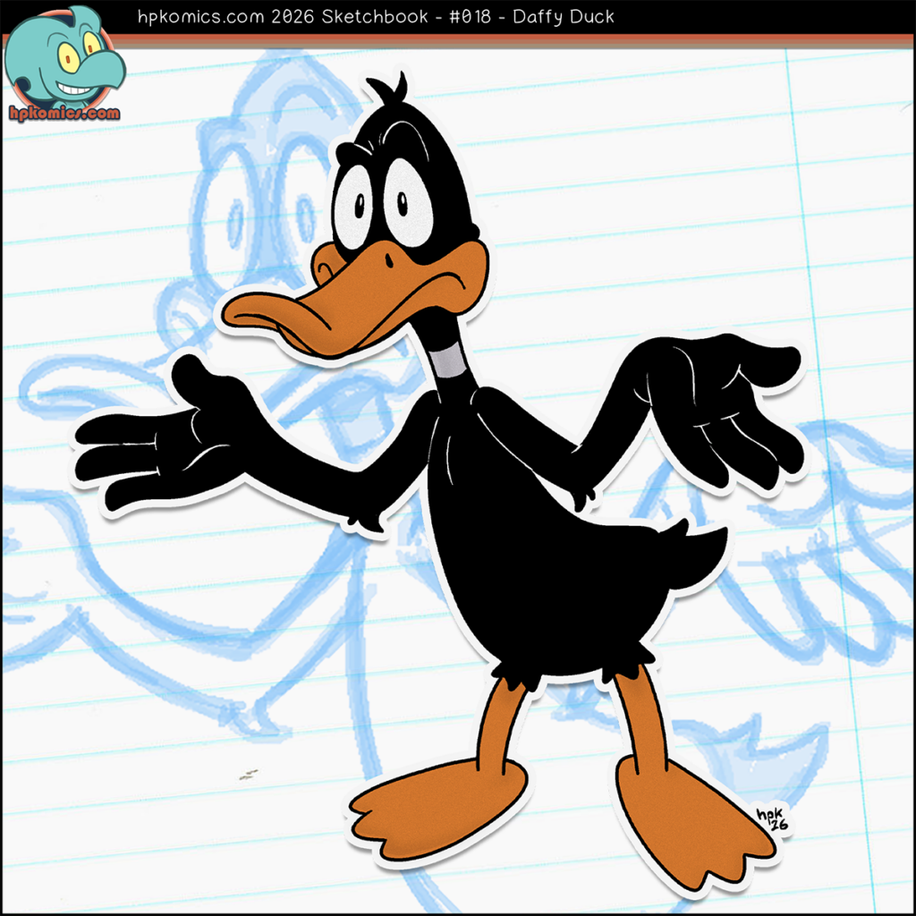 2026 Sketchbook drawing of Daffy Duck